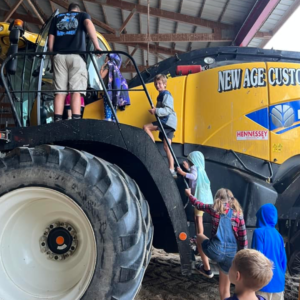 Prairie Raised Beef Summer Camp Farm Camp Sauk City, Wisconsin kids learning about a chopper